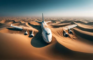 Papier Peint photo Ancien avion a passenger airplane engulfed by the sands of the desert