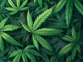 Lush cannabis leaf background. 