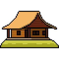 pixel art of rural wood hut - 767056168