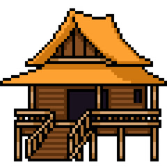 pixel art of small thai hut - 767056188