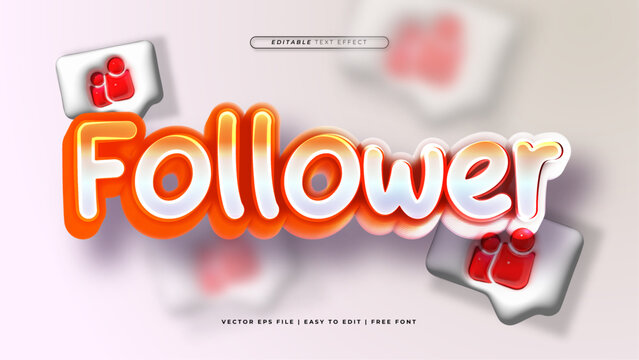 Red white and orange follower 3d editable text effect - font style