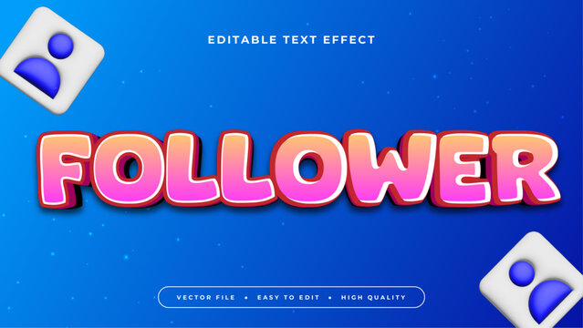 Colorful follower 3d editable text effect - font style
