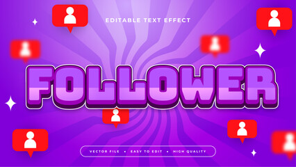 Purple violet red and white follower 3d editable text effect - font style