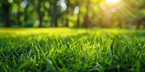 Zelfklevend Fotobehang green grass background, generative ai © Chaman