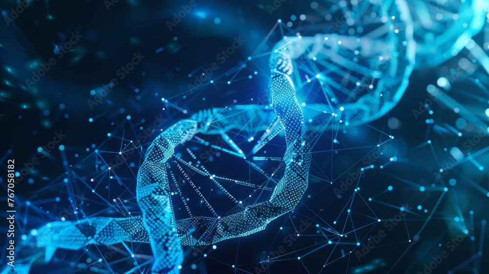 Aufkleber the dna molecule is represented in an abstract 3d polygonal wireframe. this illustration can be used