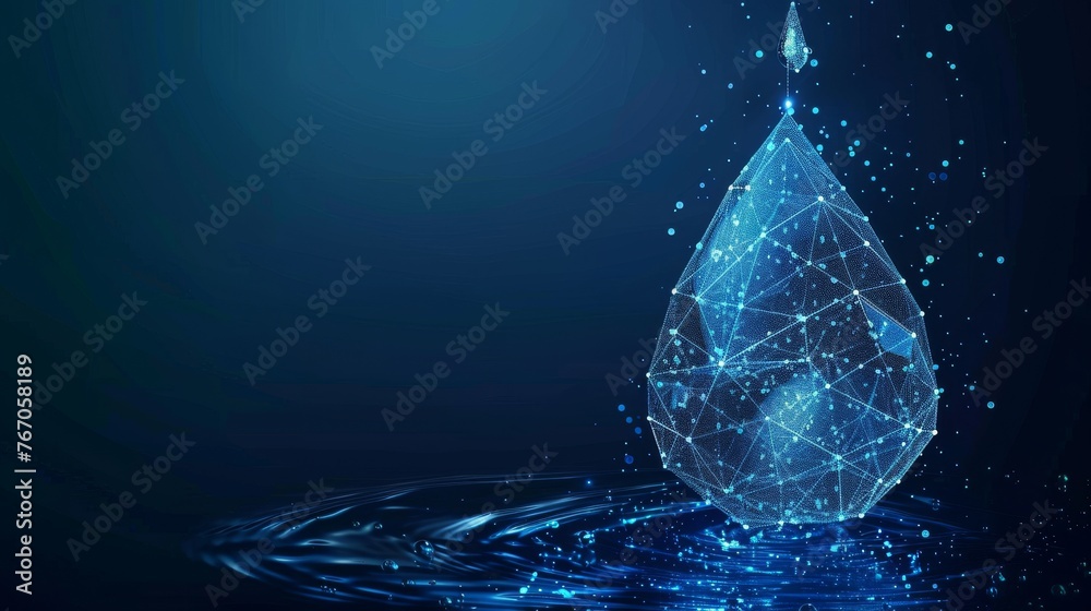 Leinwandbilder an isolated illustration of a falling drop of water. subtle low poly design. abstract geometric back