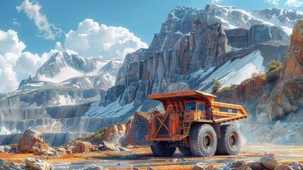 heavy equipment in an open pit for gold mining - obrazy, fototapety, plakaty