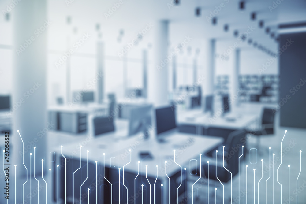 Aufkleber abstract virtual microscheme illustration on a modern furnished office background. big data and data
