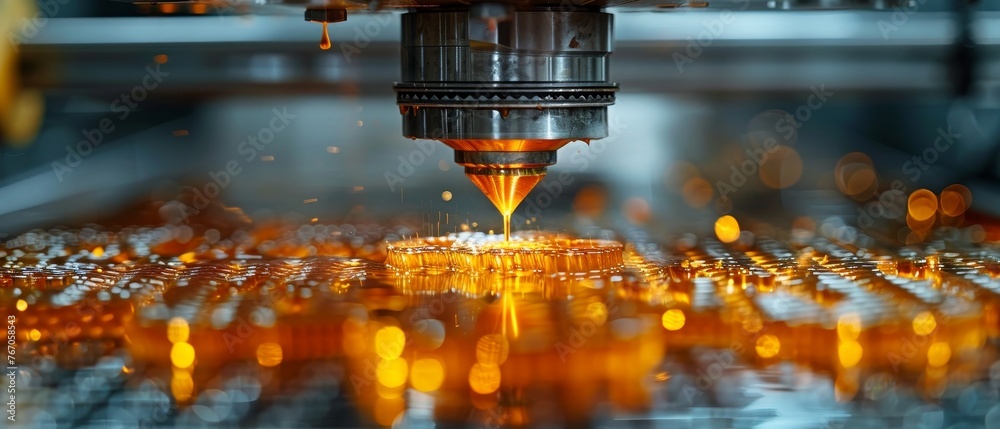 Aufkleber micrograph of a 3d printer printing a figure close-up