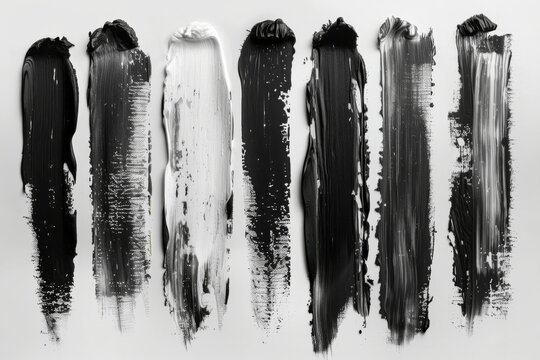 Modern collection of paint strokes. Abstract black spots on white background.