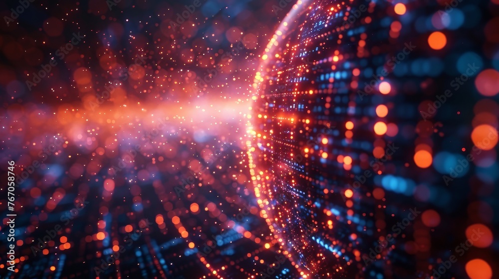 Aufkleber Visualization of big data sphere with dot and line mesh. Infographics design for science technology. Digital Data. Information analysis.