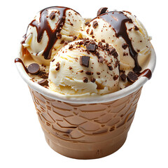 Ice cream cup PNG. Vanilla ice cream in cup isolated. Ice cream cup top view PNG