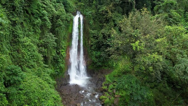 Tripod aerial footage of Gitgit waterfall. Bali, Indonesia.