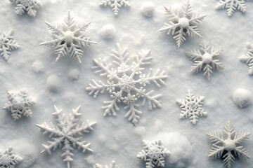 Naklejka na ściany i meble snowflakes are lying on the snow