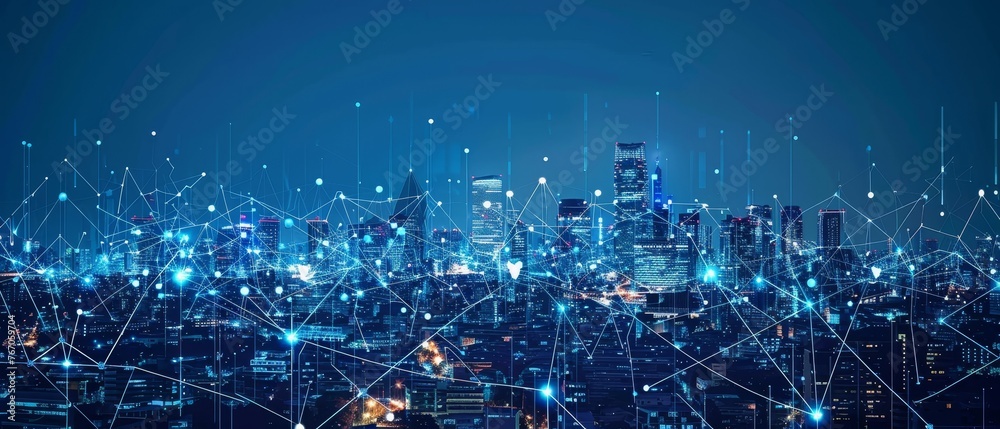 Poster Smart city and wireless communication network concepts. 5G. LPWA (Low Power Wide Area).