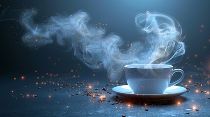 The steam from a cup of coffee or tea is isolated on a transparent background.