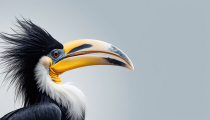 Hornbill with huge beak bird - obrazy, fototapety, plakaty