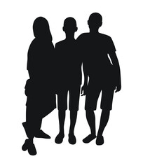 Family posing. Dad, mom, sons, isolated vector