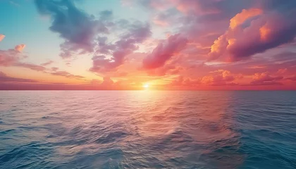 Crédence de cuisine en verre imprimé Coucher de soleil sur la plage Beautiful sunset with blue and pink sky