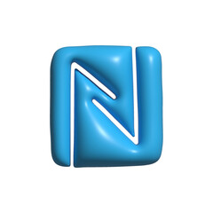 3D Render of a Blue NFC Module Icon on a White Background