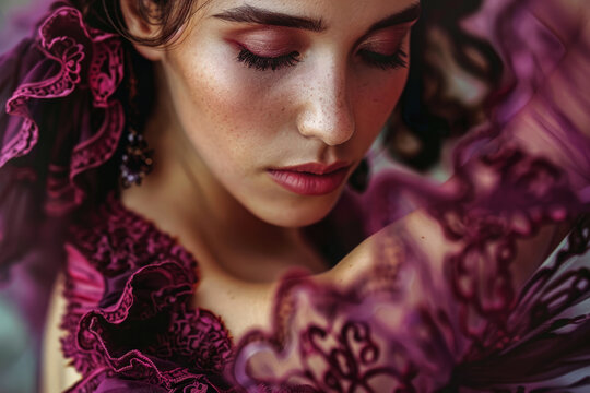 Elegant flamenco dancer in traditional attire. Generative AI image
