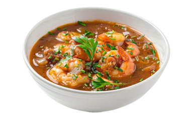 Gumbo Delight: A Culinary Journey in a Bowl isolated on transparent Background
