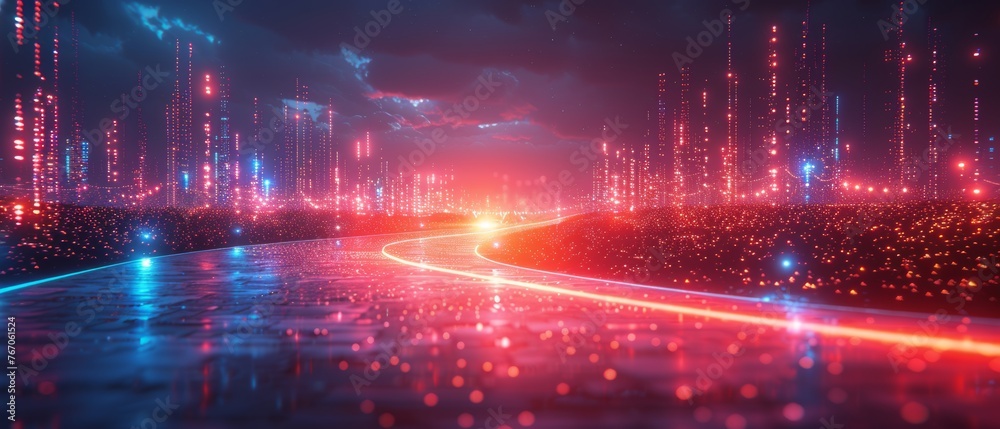 Aufkleber abstract polygon pattern connection with speed line light, big data connection technology concept.
