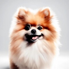 A photo of an amazing cute, funny and adorable Pomeranian on a white background. Generative AI