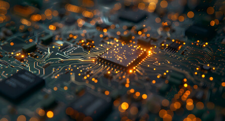 A close-up shot of an integrated circuit on the mainboard