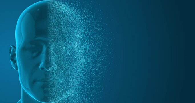 Artificial Intelligence Human Head Binary Digits dissolved
