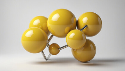 Abstract 3d render of composition with yellow spheres, modern background design colorful background