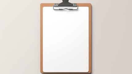 Clipboard with A4 paper on white background