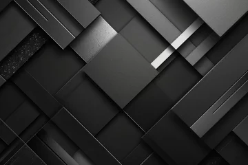 Foto op Canvas Abstract Black and Grey Background with Geometric Shapes and Lines, Modern Graphic Design © furyon