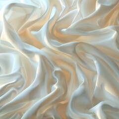 Obraz premium Elegant draped satin fabric in soft white. 3D rendering for interior design and luxury goods advertising