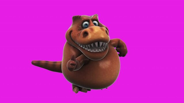 Fun 3D cartoon trex with thumbs up and down (with alpha channel included)