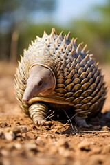 Detailed Close-up View of a Wild Armadillo in Natural Habitat - An Exquisite Display of Nature's Armor