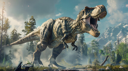 3D rendering of the king of dinosaurs Tyrannosaurus, generative ai