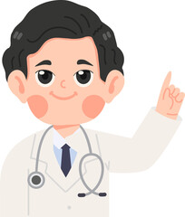 Fototapeta premium doctor wearing a white coat pointing