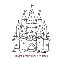Fototapeta premium vector sketch of European medieval castle