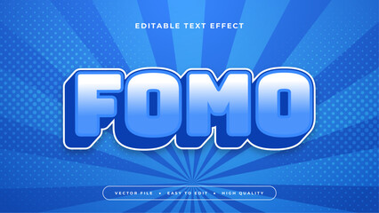 White and blue FOMO 3d editable text effect - font style