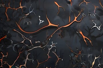 Neuron with black grounds  - obrazy, fototapety, plakaty