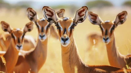 Foto op Canvas Close up image of a group of impala antelopes in the African savanna © standret