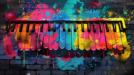 World Jazz Day, hand draw painting illustration of Bass Xylophone on wall, Generative Ai