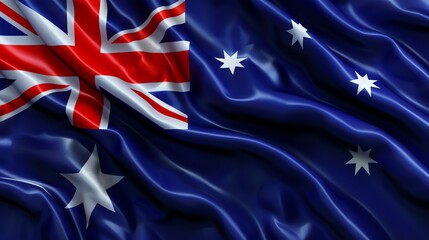 A beautiful Australian flag waving in the wind. The flag is a symbol of Australia and its people.