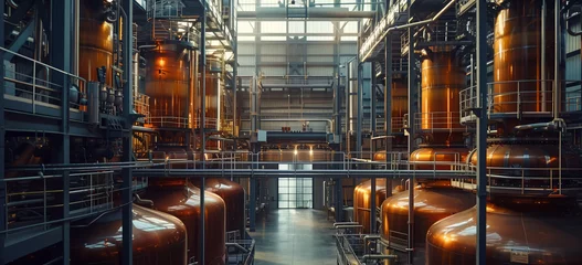 Deurstickers Traditional method of making whiskey. Whiskey, scotch, bourbon making. hand edited AI. © killykoon
