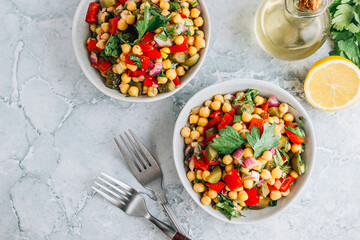 Healthy homemade chickpea and veggies salad