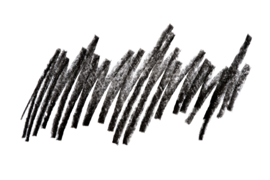 Black pencil hatching isolated on a transparent background.