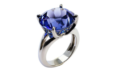 Gleaming Iolite Ring isolated on transparent Background