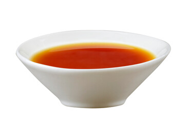 Phu Quoc Traditional Fish Sauce. Extract fish. Fish sauce in white bowl isolated on transparency background.