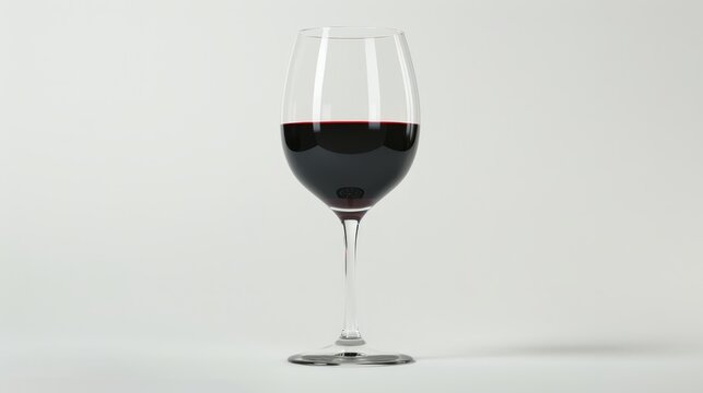A glass of red wine on a white background